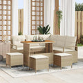 Garten-Sofa-Set mit Kissen mit Speicher 9 pcs Beige und Creme
