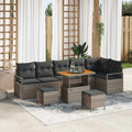 Garten-Sofa-Set mit Kissen mit Speicher 9 pcs Grau