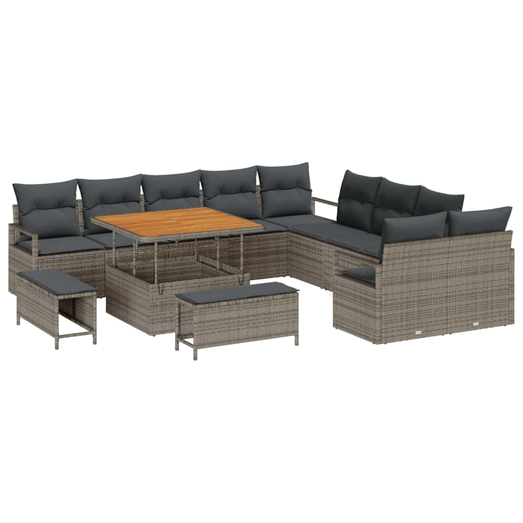 Garten-Sofa-Set mit Kissen mit Speicher 13 pcs Grau