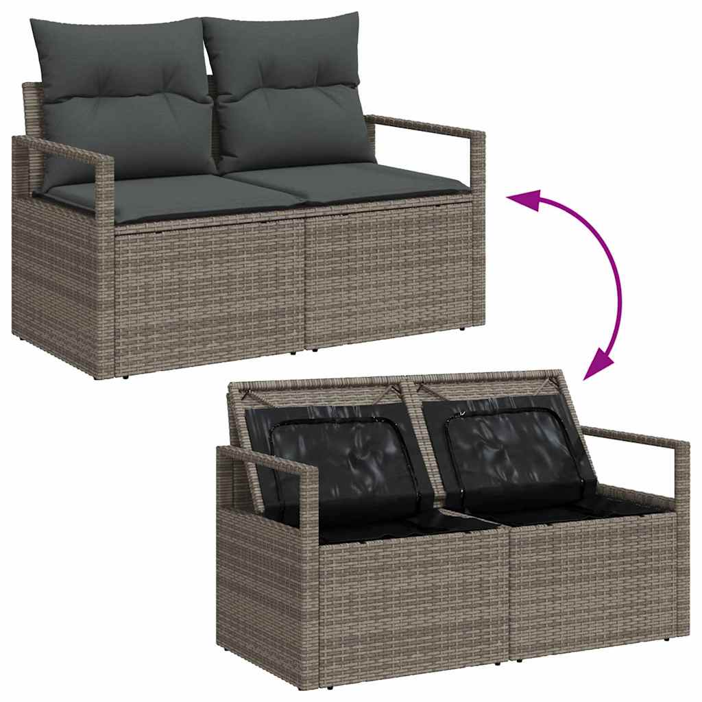 Garten-Sofa-Set mit Kissen mit Speicher 13 pcs Grau