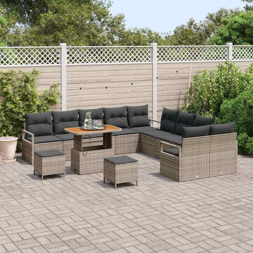 Garten-Sofa-Set mit Kissen mit Speicher 13 pcs Grau