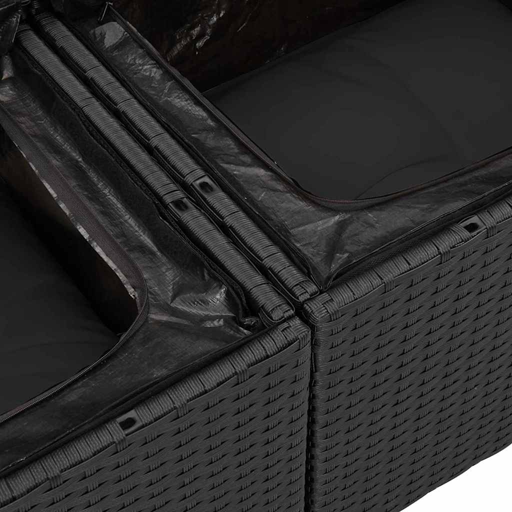 Garten-Sofa-Set mit Kissen mit Speicher 14 pcs Schwarz