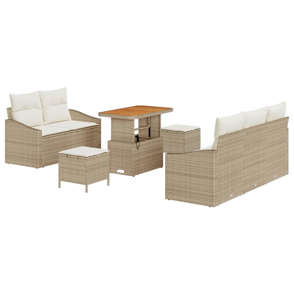 Garten-Sofa-Set mit Kissen mit Speicher 8 pcs Beige und Creme