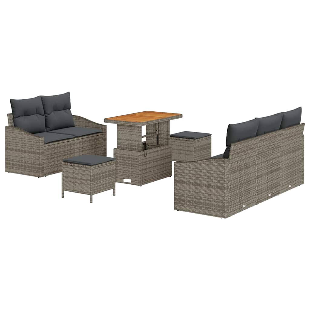 Garten-Sofa-Set mit Kissen mit Speicher 8 pcs Grau