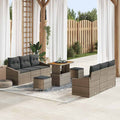 Garten-Sofa-Set mit Kissen mit Speicher 9 pcs Grau
