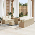 Garten-Sofa-Set mit Kissen mit Speicher 10 pcs Beige und Creme