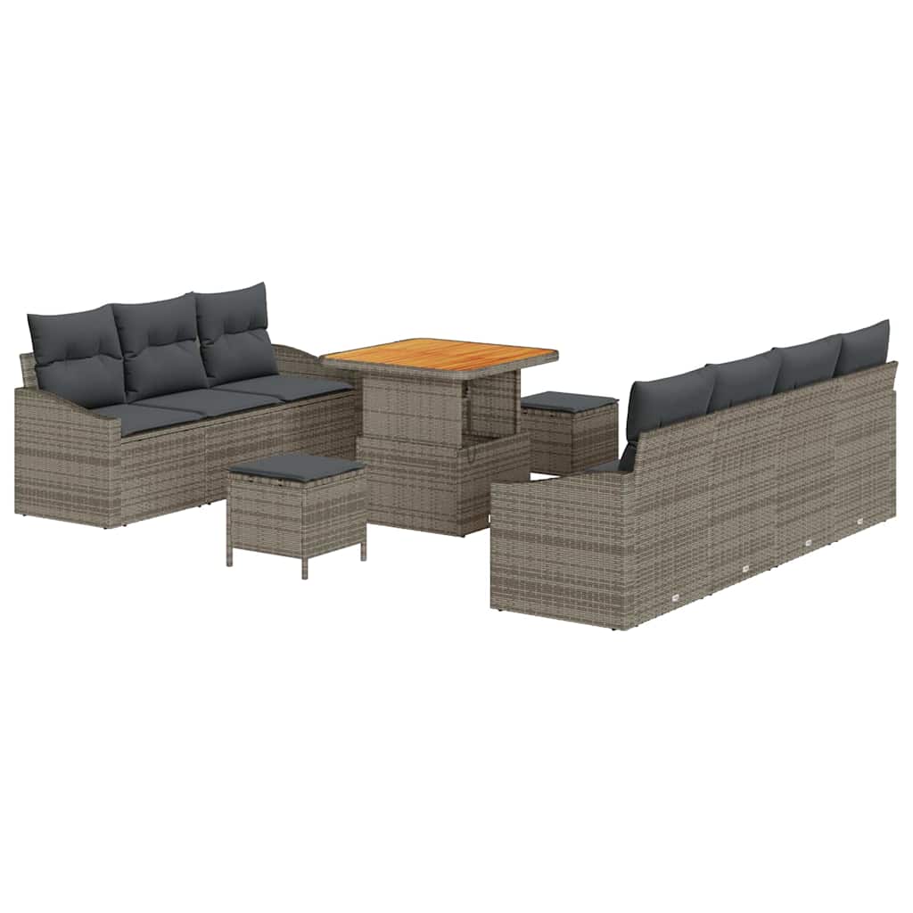 Garten-Sofa-Set mit Kissen mit Speicher 10 pcs Grau