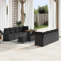 Garten-Sofa-Set mit Kissen mit Speicher 11 pcs Schwarz