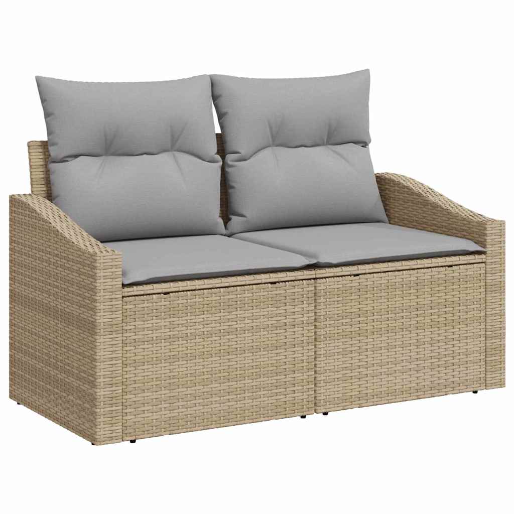 Gartensofa-set mit Kissen mit Speicher 10 pcs Beige Poly Rattan