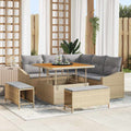 Gartensofa-set mit Kissen mit Speicher 8 pcs Beige Poly Rattan