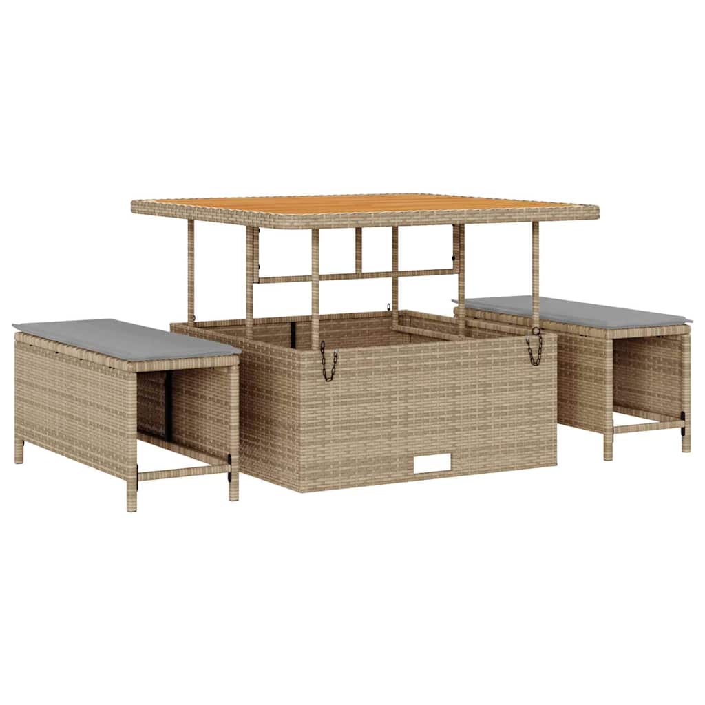 Gartensofa-set mit Kissen mit Speicher 8 pcs Beige Poly Rattan