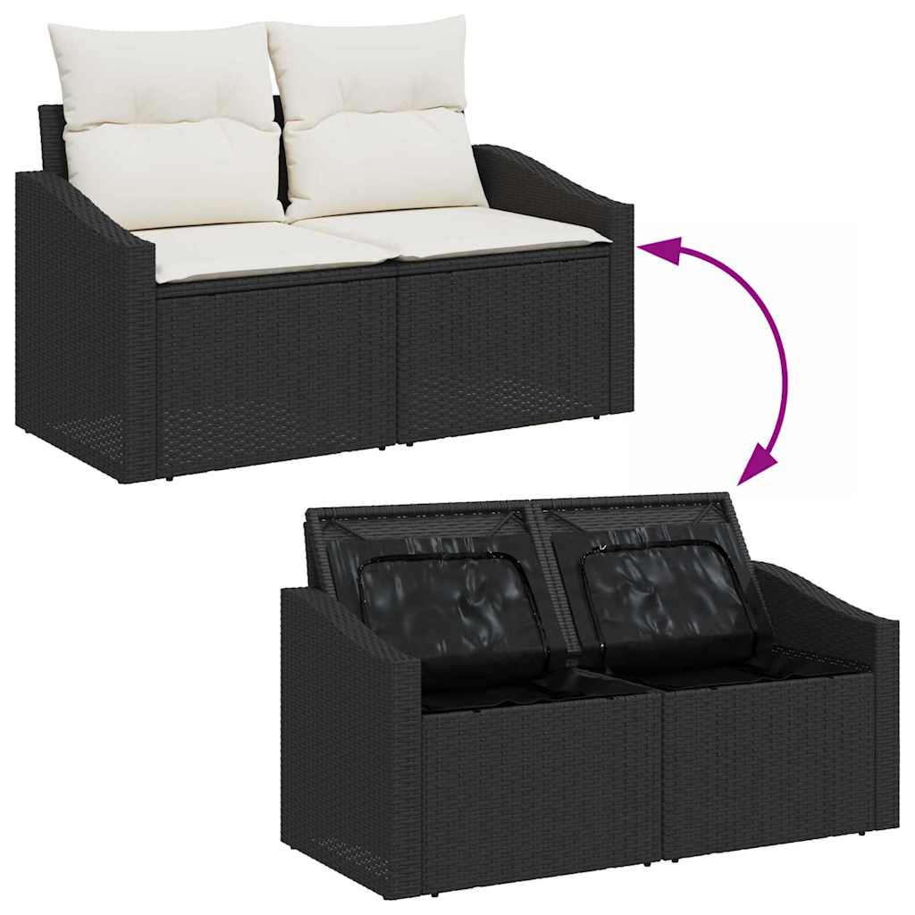 Gartensofa-set mit Kissen 12 pcs Schwarz Poly Rattan
