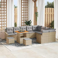 Gartensofa-set mit Kissen mit Speicher 12 pcs Beige Poly Rattan