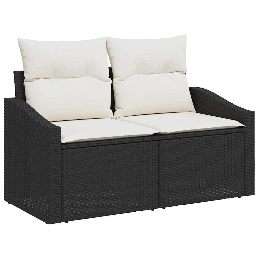 Gartensofa-set mit Kissen 13 pcs Schwarz Poly Rattan