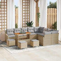 Gartensofa-set mit Kissen mit Speicher 13 pcs Beige Poly Rattan