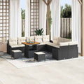 Gartensofa-set mit Kissen 13 pcs Schwarz Poly Rattan