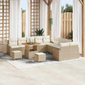 Gartensofa-set mit Kissen mit Speicher 13 pcs Beige Poly Rattan