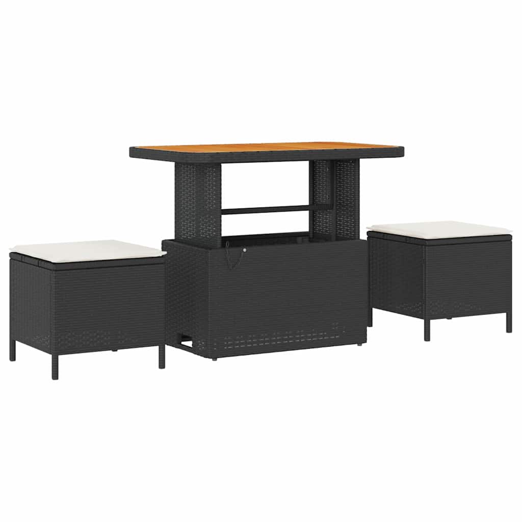 Gartensofa-set mit Kissen 13 pcs Schwarz Poly Rattan