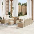 Gartensofa-set mit Kissen mit Speicher 8 pcs Beige Poly Rattan