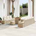 Gartensofa-set mit Kissen mit Speicher 10 pcs Beige Poly Rattan