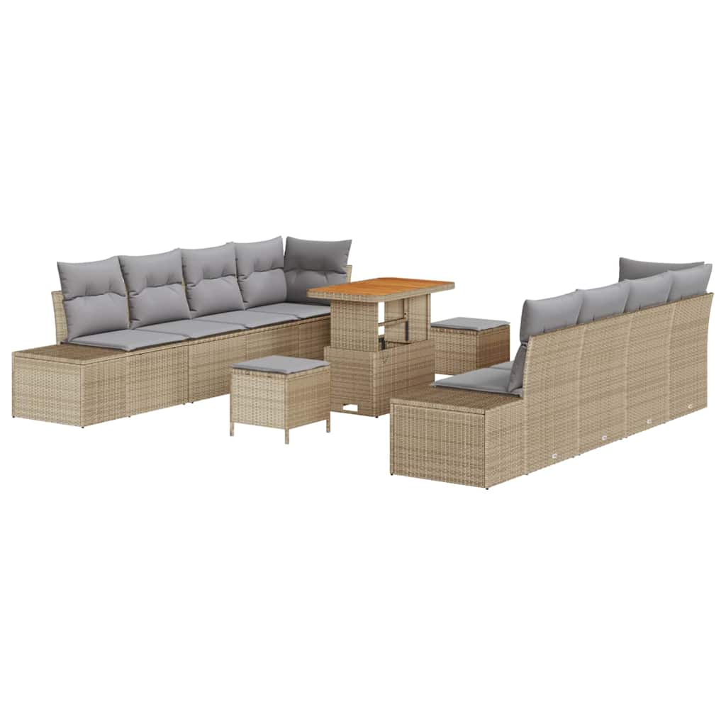 Gartensofa-set mit Kissen Beige 90 x 55 x 71 cm Poly Rattan