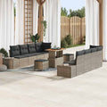 Gartensofa-set mit Kissen mit Speicher 11 pcs Grau Poly Rattan