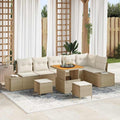 Gartensofa-set mit Kissen mit Speicher 9 pcs Beige Poly Rattan