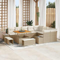 Gartensofa-set mit Kissen mit Speicher 12 pcs Beige Poly Rattan
