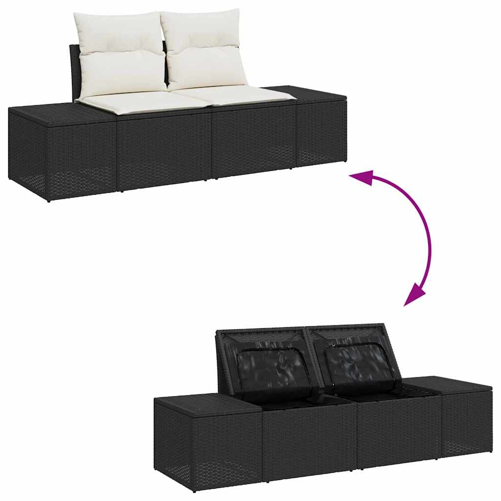Gartensofa-set mit Kissen 12 pcs Schwarz Poly Rattan