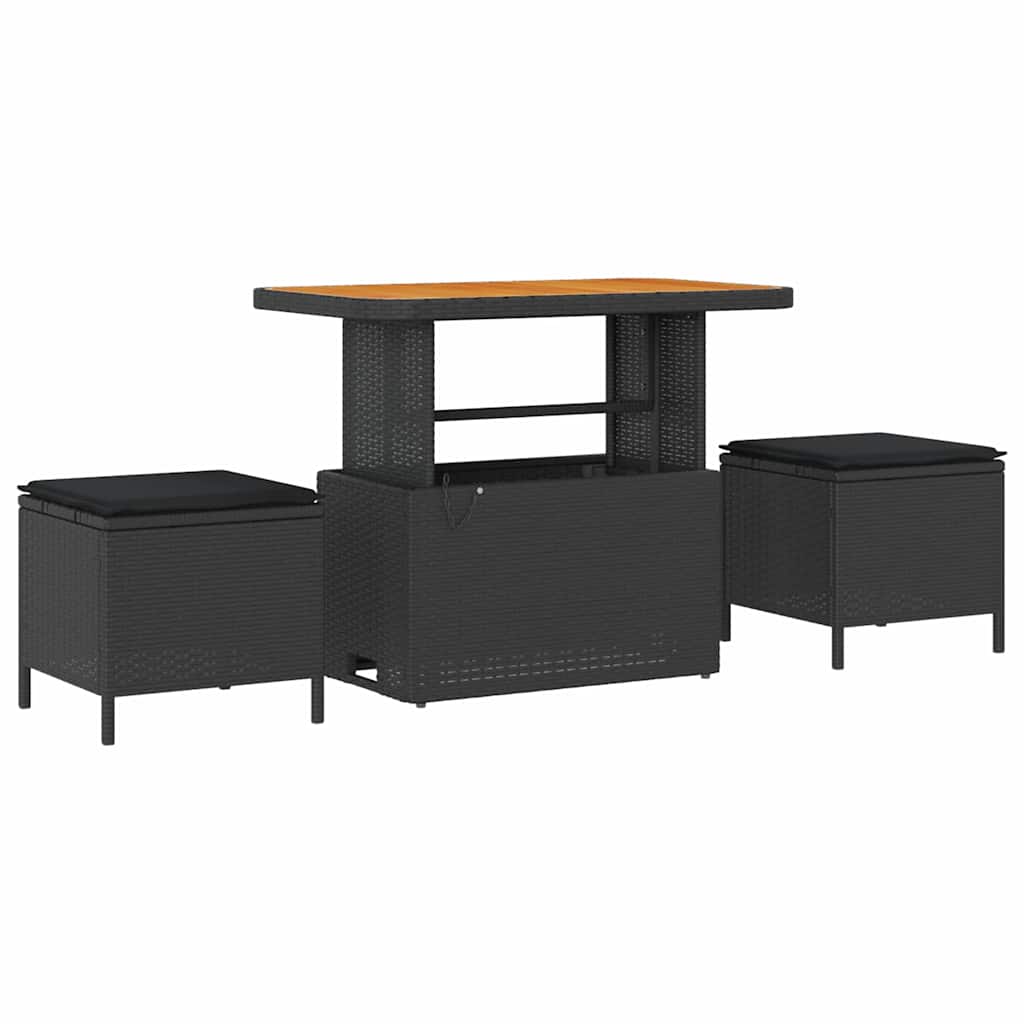 Gartensofa-set mit Kissen 12 pcs Schwarz Poly Rattan