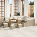 Gartensofa-set mit Kissen mit Speicher 13 pcs Beige Poly Rattan
