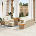 Garten-Sofa-Set mit Kissen mit Speicher 8 pcs Beige und Creme