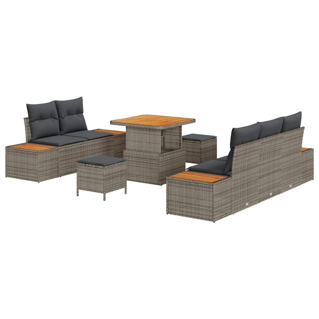 Garten-Sofa-Set mit Kissen 8 pcs Hellgrau und Dunkelgrau
