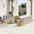 Gartensofa-set mit Kissen mit Speicher 10 pcs Beige Poly Rattan