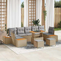 Gartensofa-set mit Kissen mit Speicher 10 pcs Beige Poly Rattan