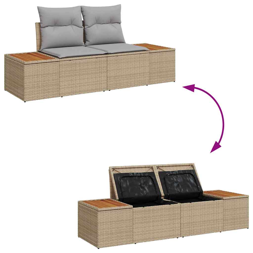 Gartensofa-set mit Kissen mit Speicher 10 pcs Beige Poly Rattan