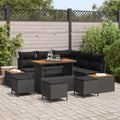 Gartensofa-set mit Kissen 9 pcs Schwarz Poly Rattan