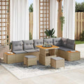 Gartensofa-set mit Kissen mit Speicher 9 pcs Beige Poly Rattan
