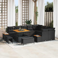 Gartensofa-set mit Kissen 12 pcs Schwarz Poly Rattan