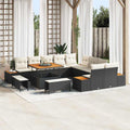 Gartensofa-set mit Kissen 13 pcs Schwarz Poly Rattan