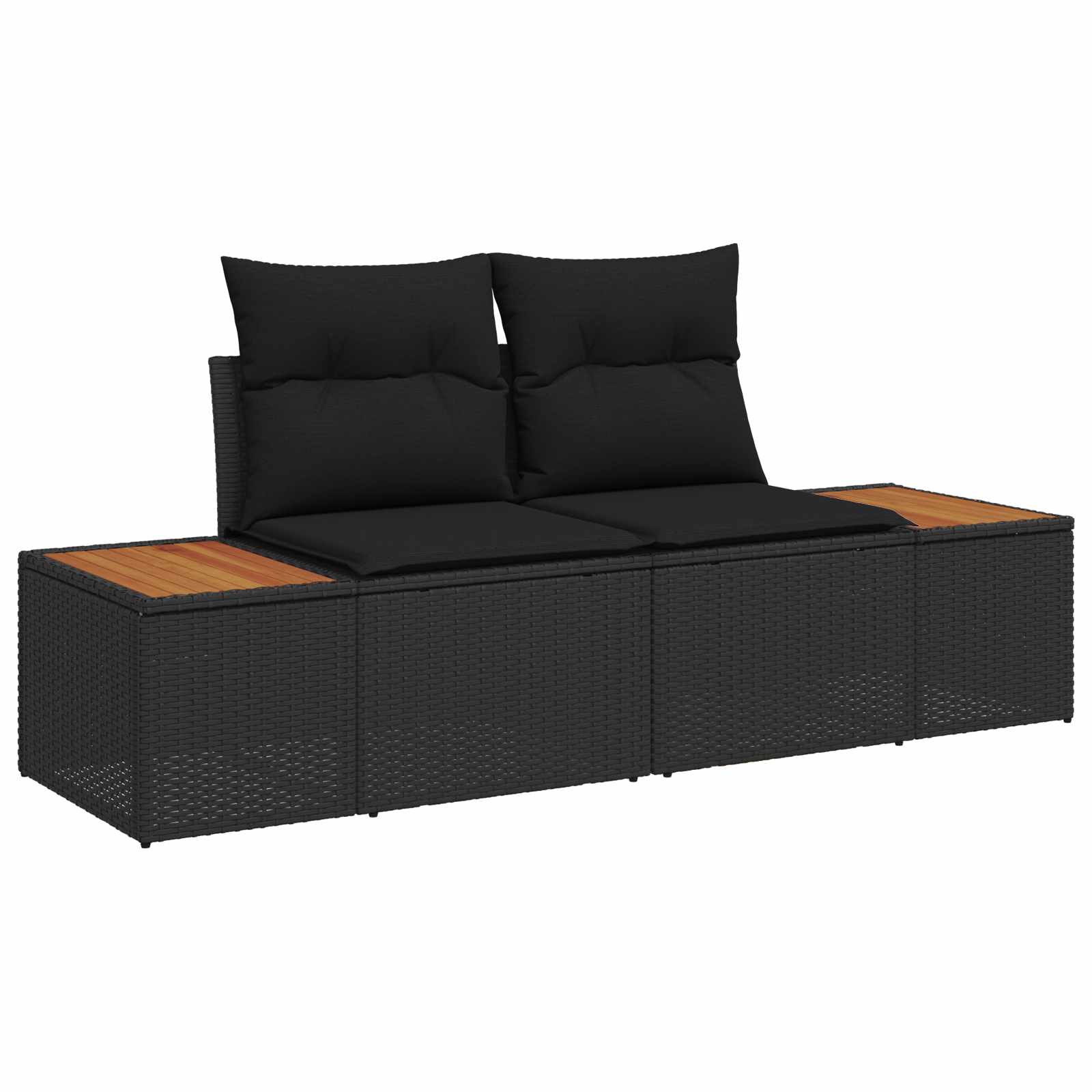 Gartensofa-set mit Kissen 14 pcs Schwarz Poly Rattan
