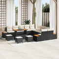 Gartensofa-set mit Kissen 14 pcs Schwarz Poly Rattan
