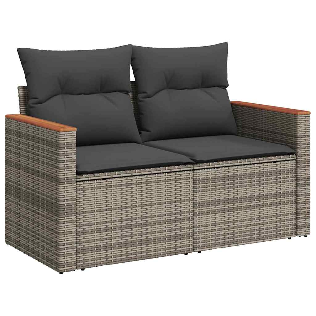 Gartensofa-set mit Kissen 10 pcs Grau Poly-Rattan