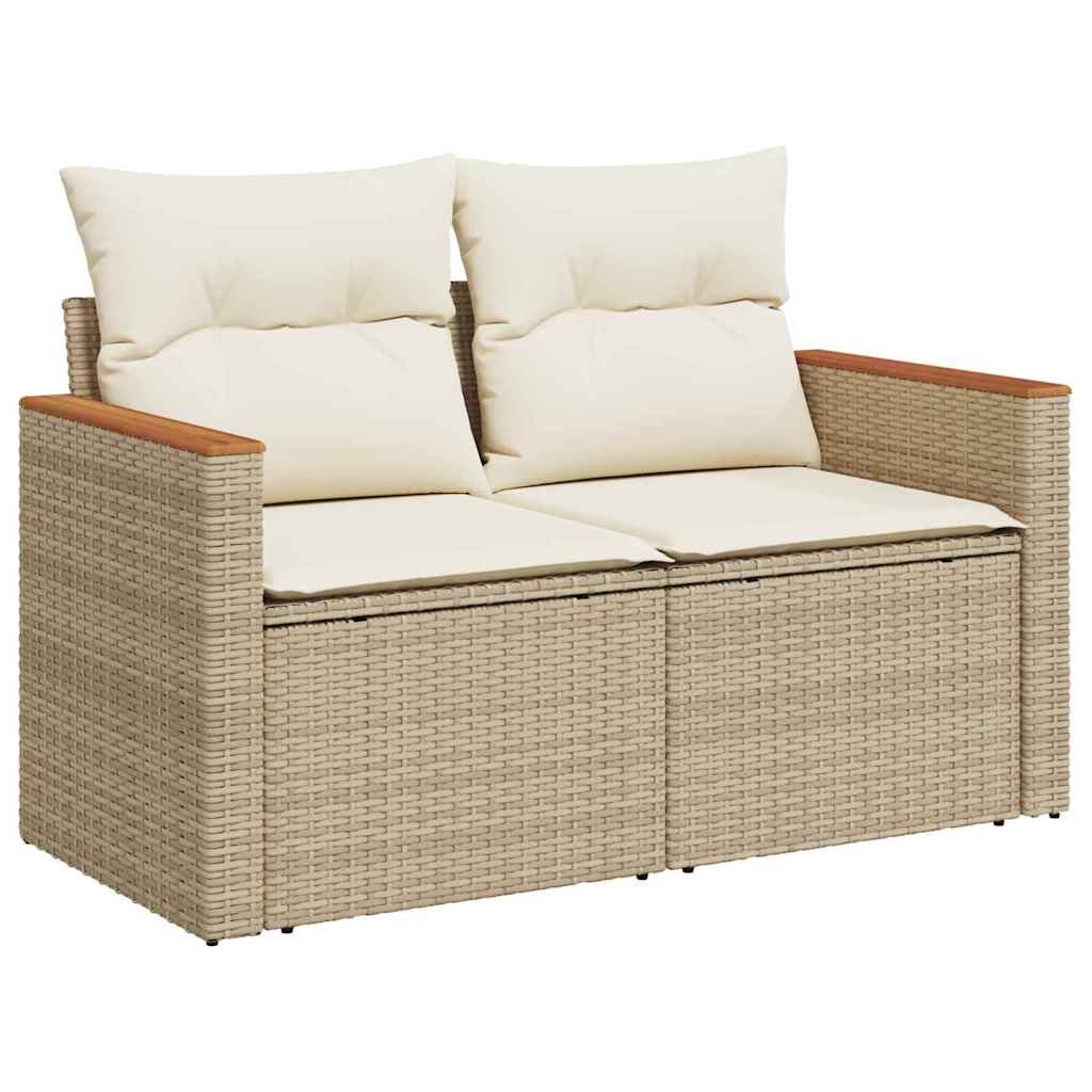Gartensofa-set mit Kissen 12 pcs Beige Poly-Rattan