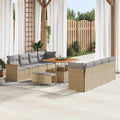 Gartensofa-set mit Kissen 12 pcs Beige Poly-Rattan