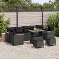 Gartensofa-set mit Kissen 10 pcs Schwarz Poly Rattan