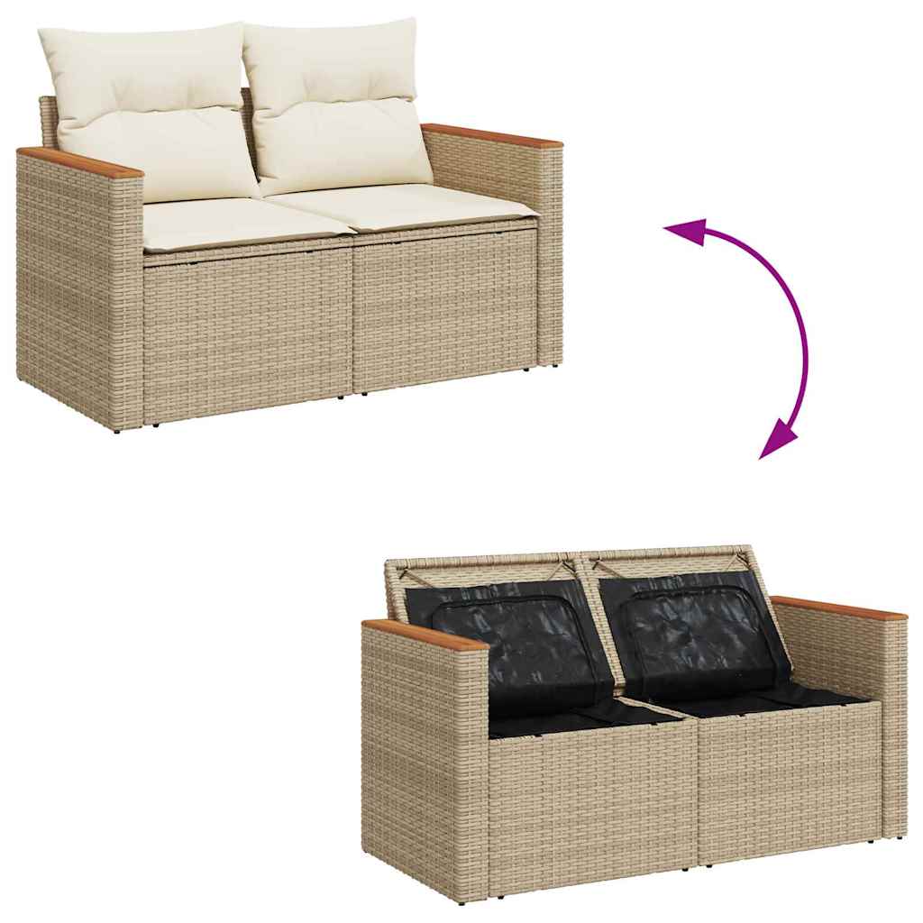 Gartensofa-set mit Kissen 10 pcs Beige Poly Rattan
