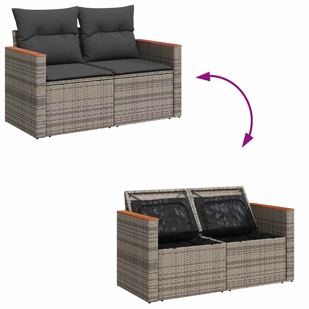 Gartensofa-set mit Kissen 10 pcs Grau Poly Rattan