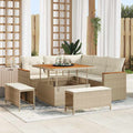 Gartensofa-set mit Kissen 8 pcs Beige Poly Rattan