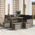 Garten-Sofa-Set mit Kissen mit Speicher Grau Poly Rattan